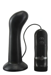 Чёрная анальная пробка с 4 режимами вибрации E4 CURVE HEAD - 11 см.